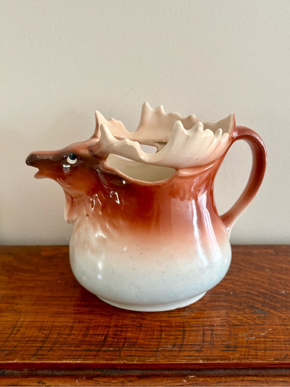 Handcrafted Ceramic Moose Pitcher / Creamer in Brown and Cream